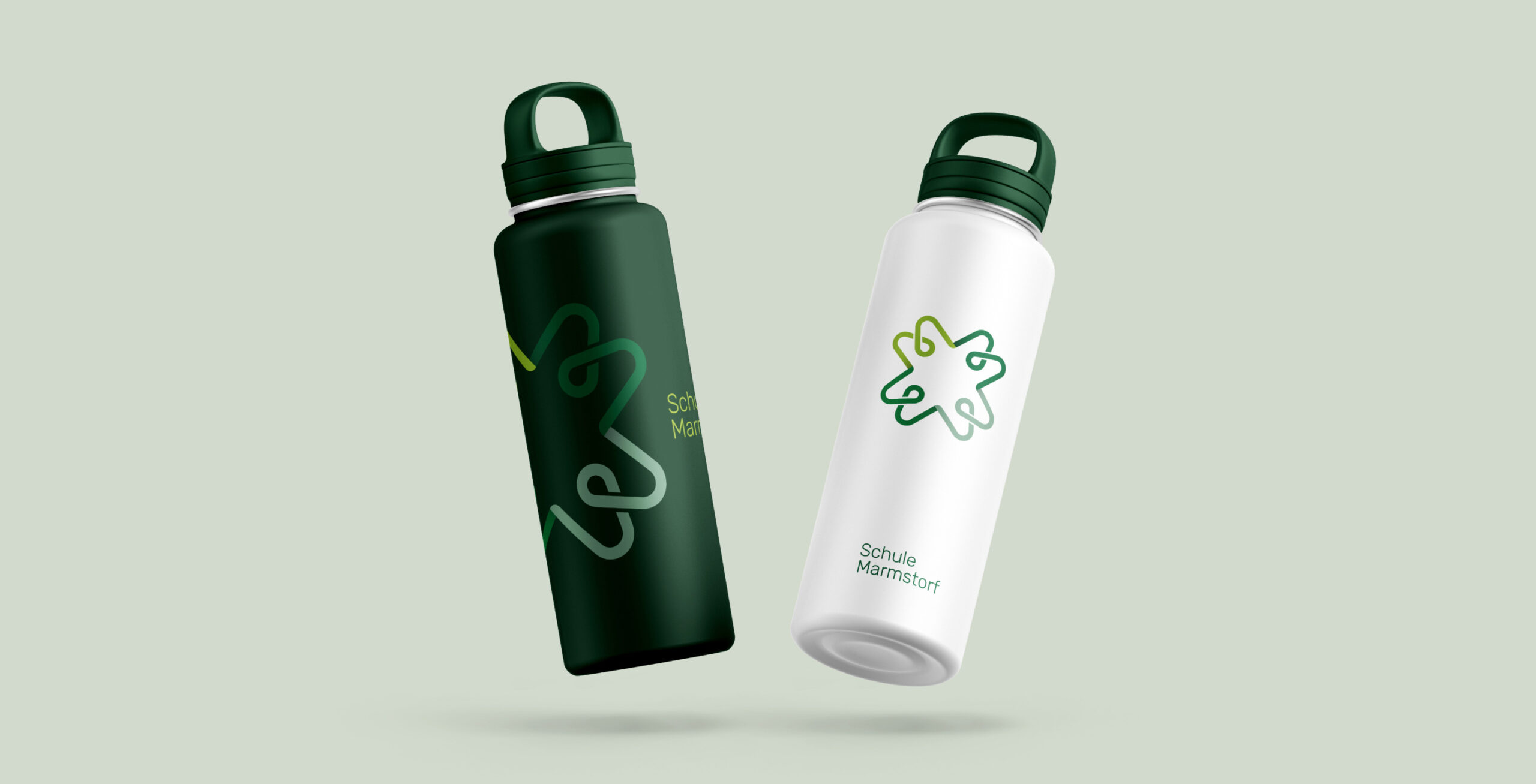 Trinkflasche mit Schullogo und Design