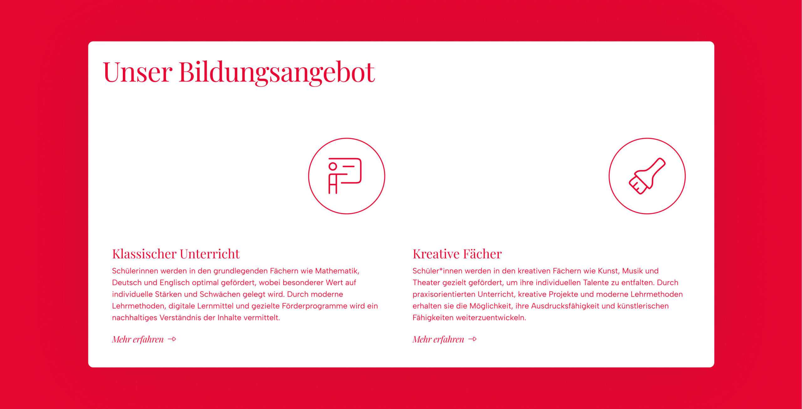 Eine Übersicht, über ein Bildungsangebot